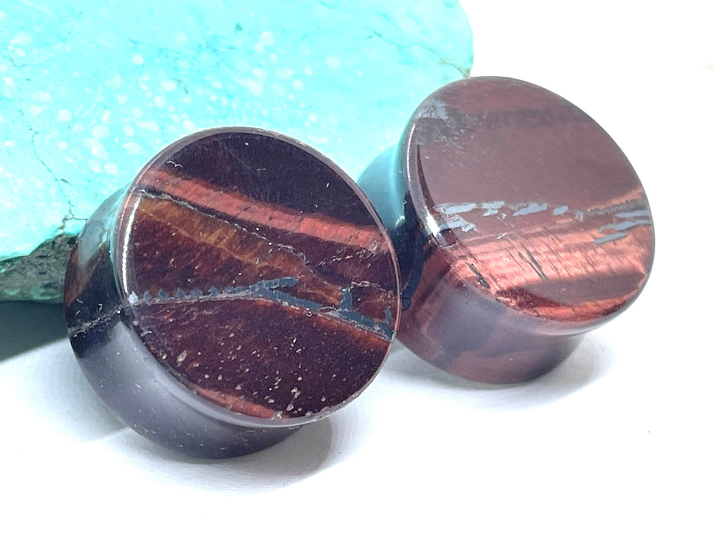 OOAK Red Tiger’s Eye Plugs – 7/8" (22mm)