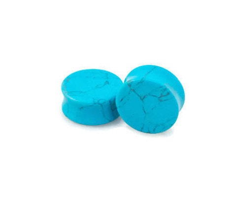 Turquoise Stone Plugs – Double Flared Ear Gauges