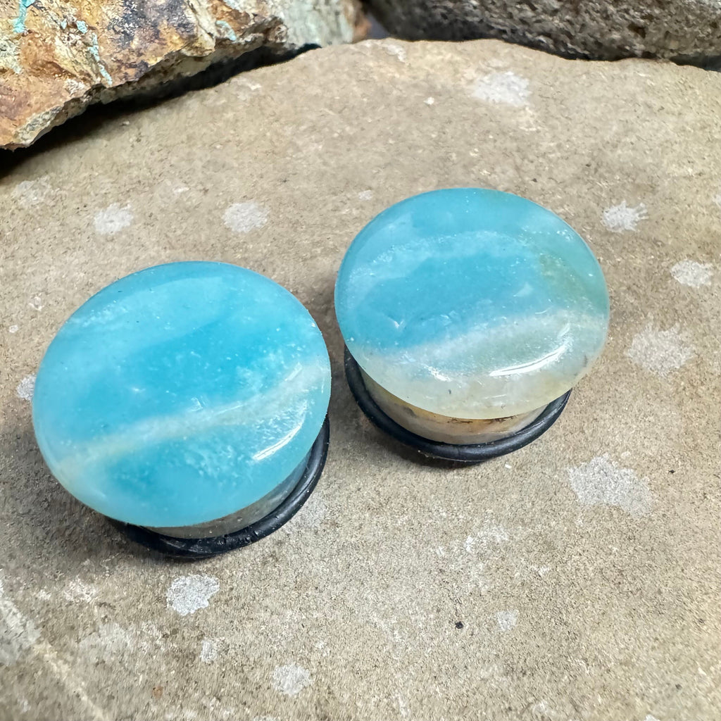 OOAK Amazonite Plugs – 3/4" (19mm) Single Flared