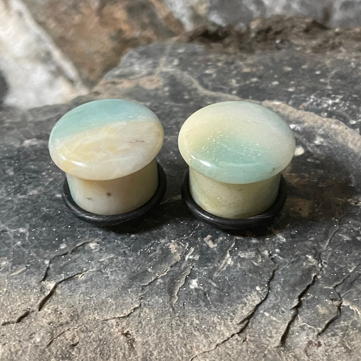 OOAK Amazonite Plugs – 9/16" (14mm) Single Flared