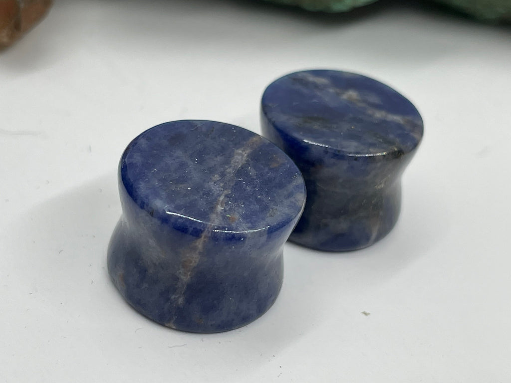 OOAK Sodalite Stone Plugs – 5/8" (16mm)