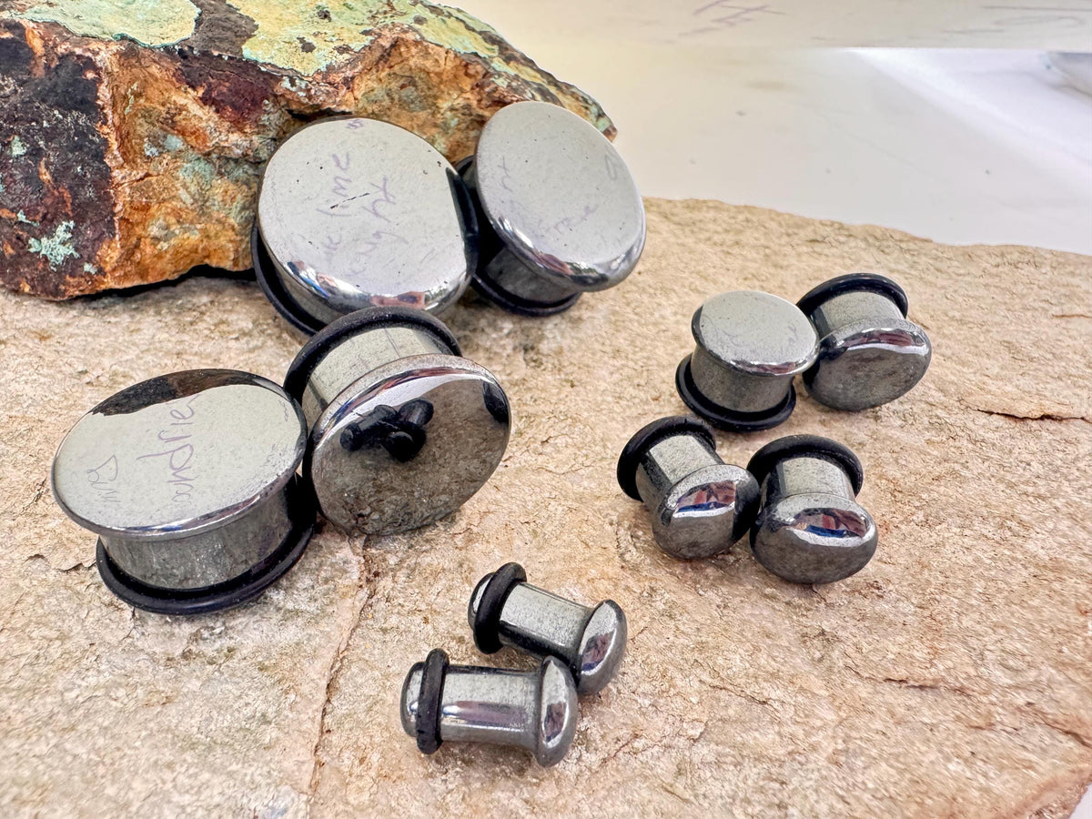 Hematite Single Flared Stone Plugs – Ear Gauges