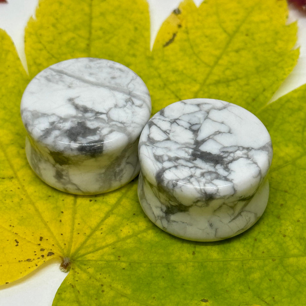 OOAK Howlite Stone Tunnels – 7/8" (22mm)