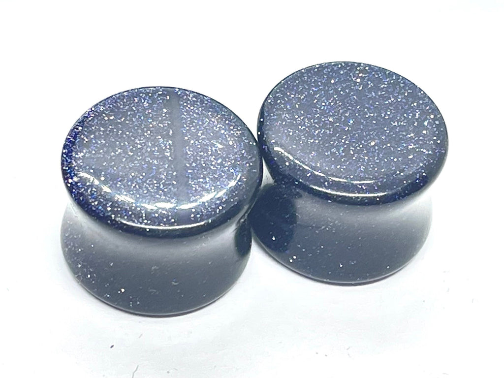 OOAK Blue Goldstone Plugs – 5/8" (16mm) Double Flared