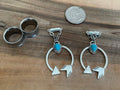 Turquoise Circular Arrow Magnetic Clasp Gauged Earrings