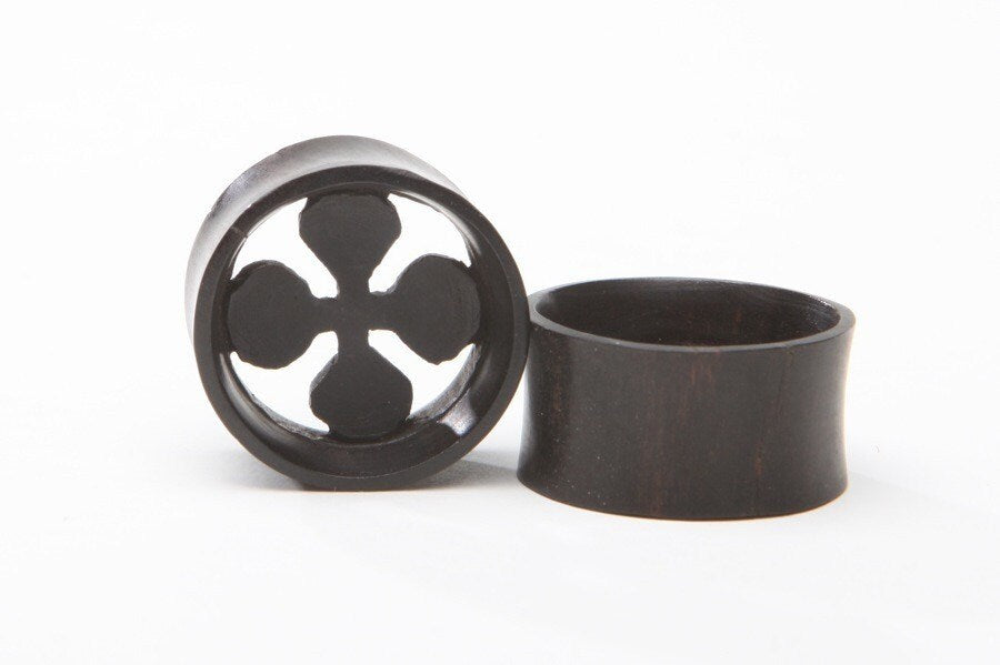 Ebony Wood Cutout Ear Tunnels – Double Flared Gauges