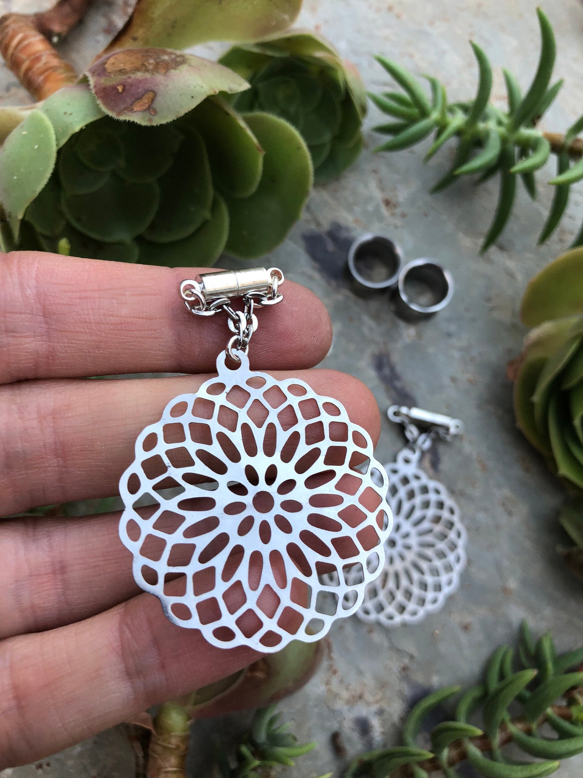 Laser-Cut Magnetic Clasp Gauged Earrings