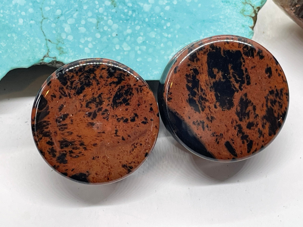 OOAK Mahogany Stone Plugs – 7/8" (22mm)