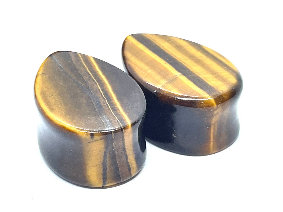 OOAK Brown Tiger’s Eye Teardrop Plugs – 7/8" (22mm)