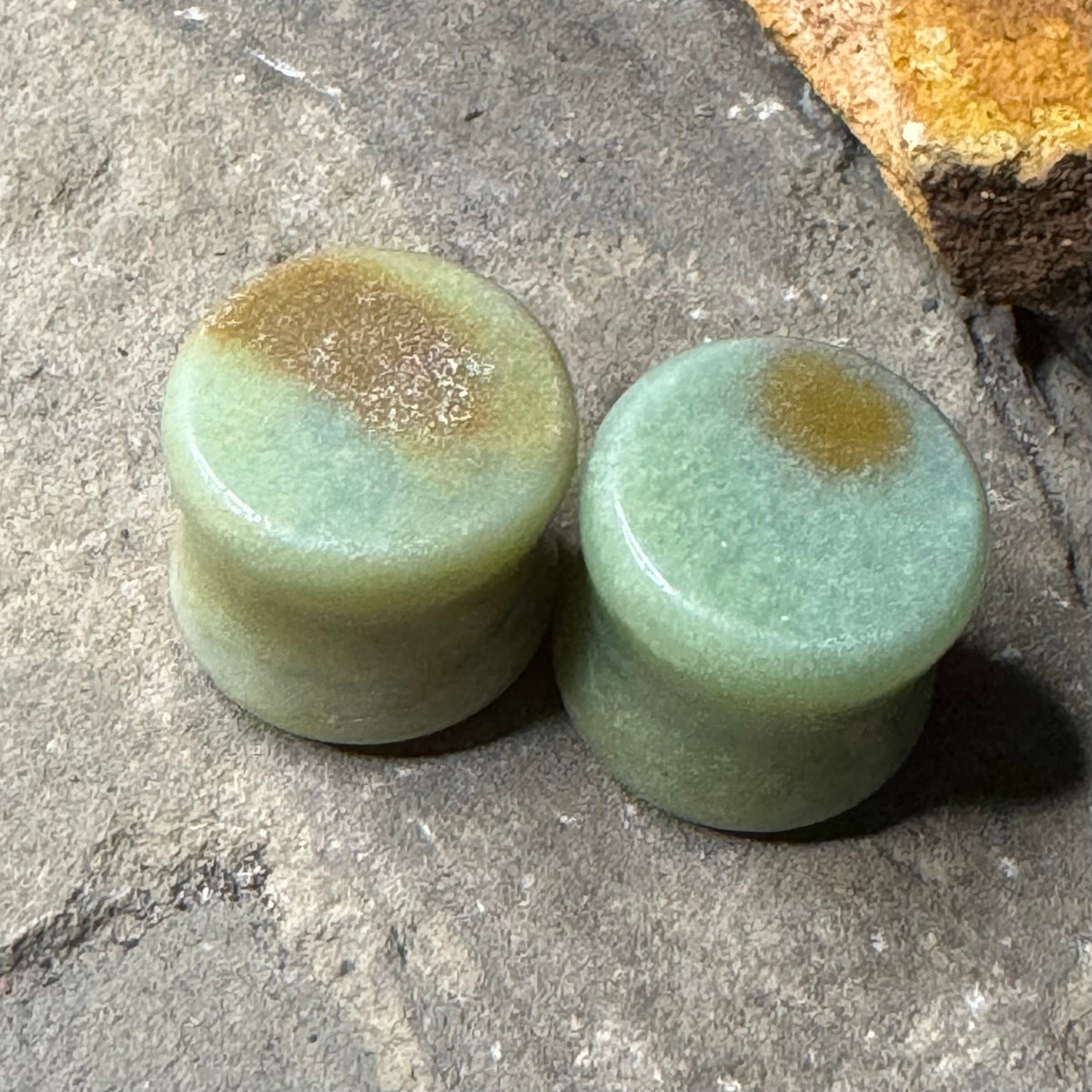 OOAK Amazonite Stone Plugs – 9/16" (14mm) Double Flared