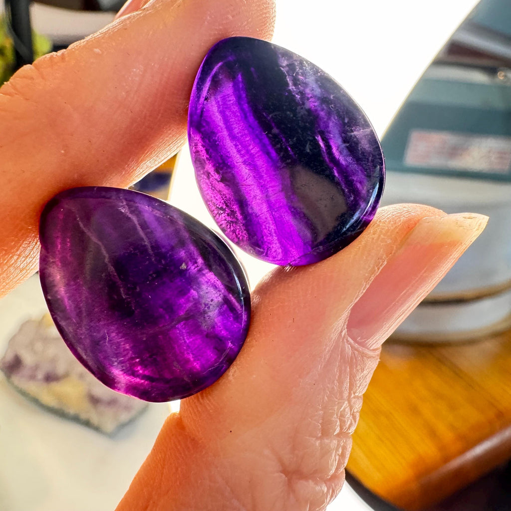 OOAK Purple Fluorite Teardrop Plugs – 3/4" (19mm)