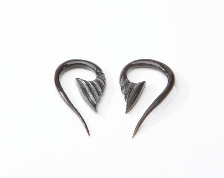 Hand-Carved Horn Hanging Earrings – 10g & 8g