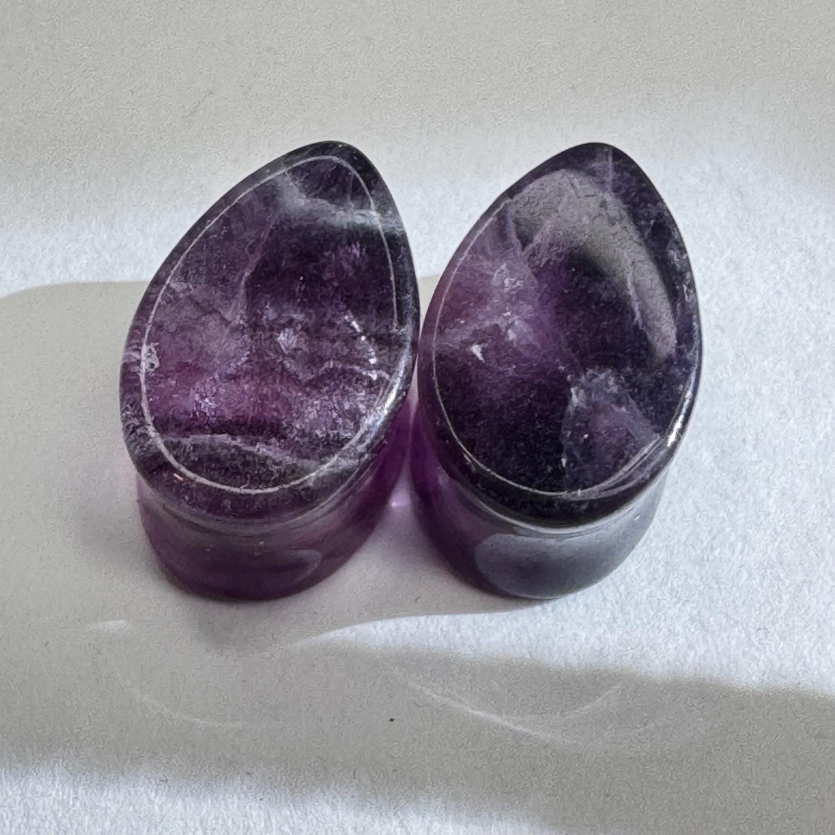 OOAK Fluorite Teardrop Plugs – 11/16" (17.5mm)