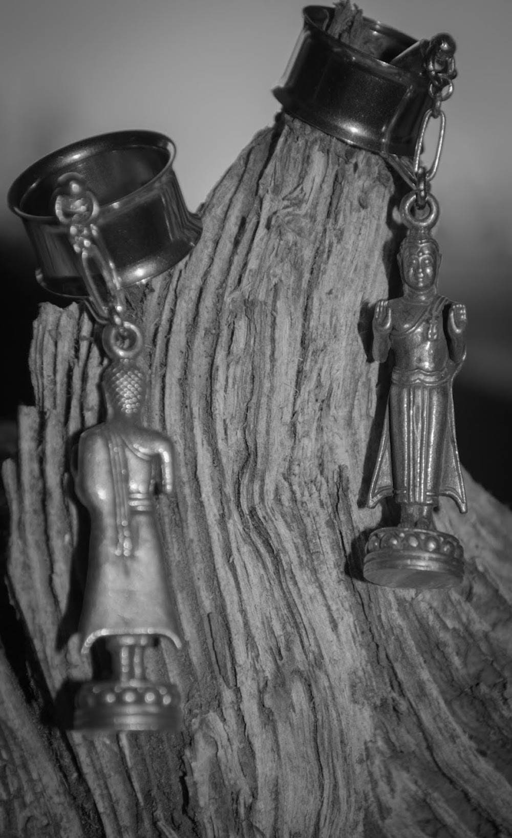 Standing Buddha Magnetic Clasp Gauged Earrings