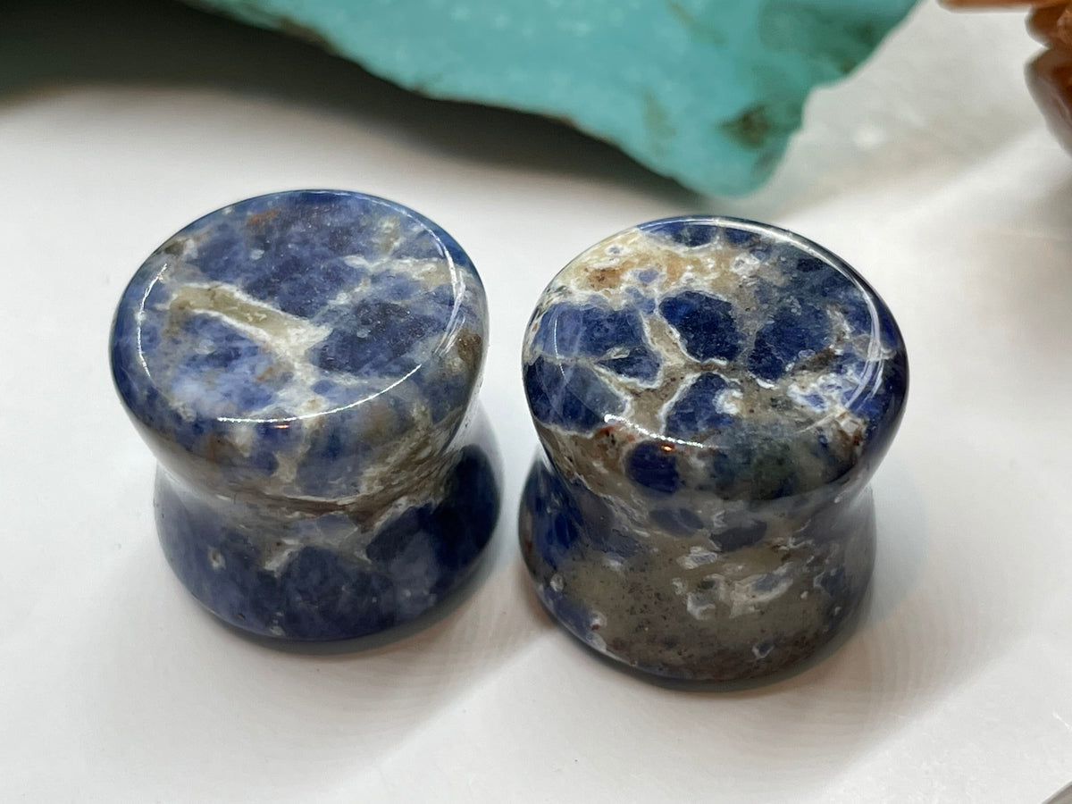 OOAK White-Inclusion Sodalite Plugs – 9/16" (14mm)