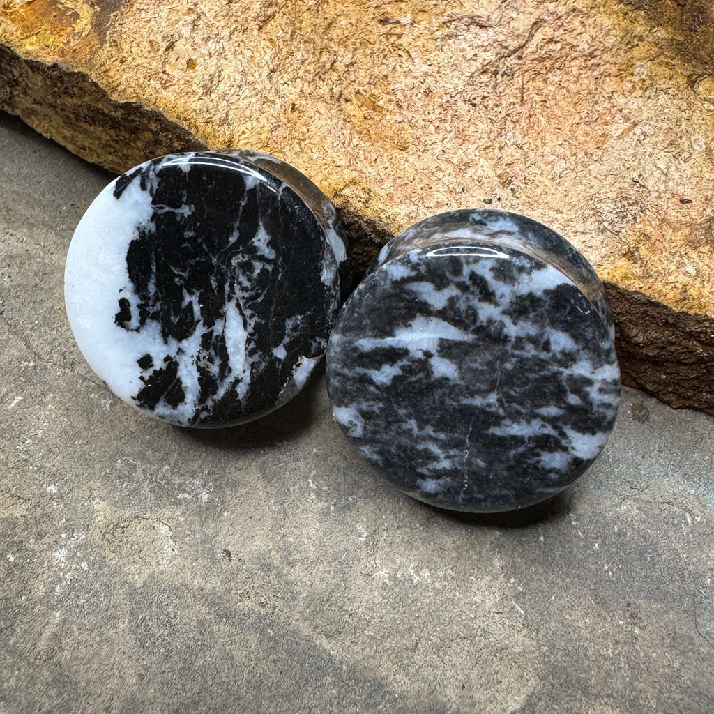 OOAK Zebra Jasper Stone Plugs – 7/8" (22mm)