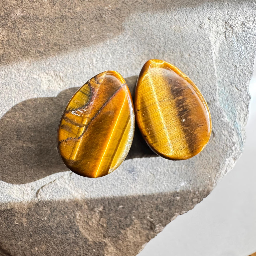 OOAK Tiger’s Eye Teardrop Plugs – 1/2" (13mm)