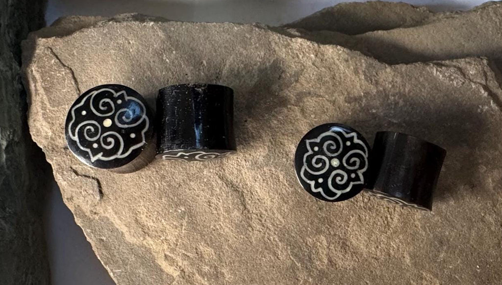 Reversible Horn Plugs with Bone-Dust Inlay