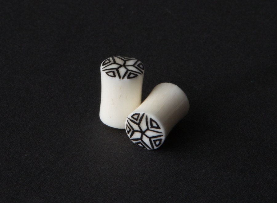 Bone Star Inlay Plugs – Double Flared Ear Gauges
