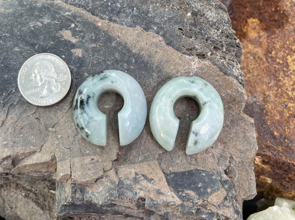 OOAK Green Jadeite Donut Earrings – 1/2" (13mm)