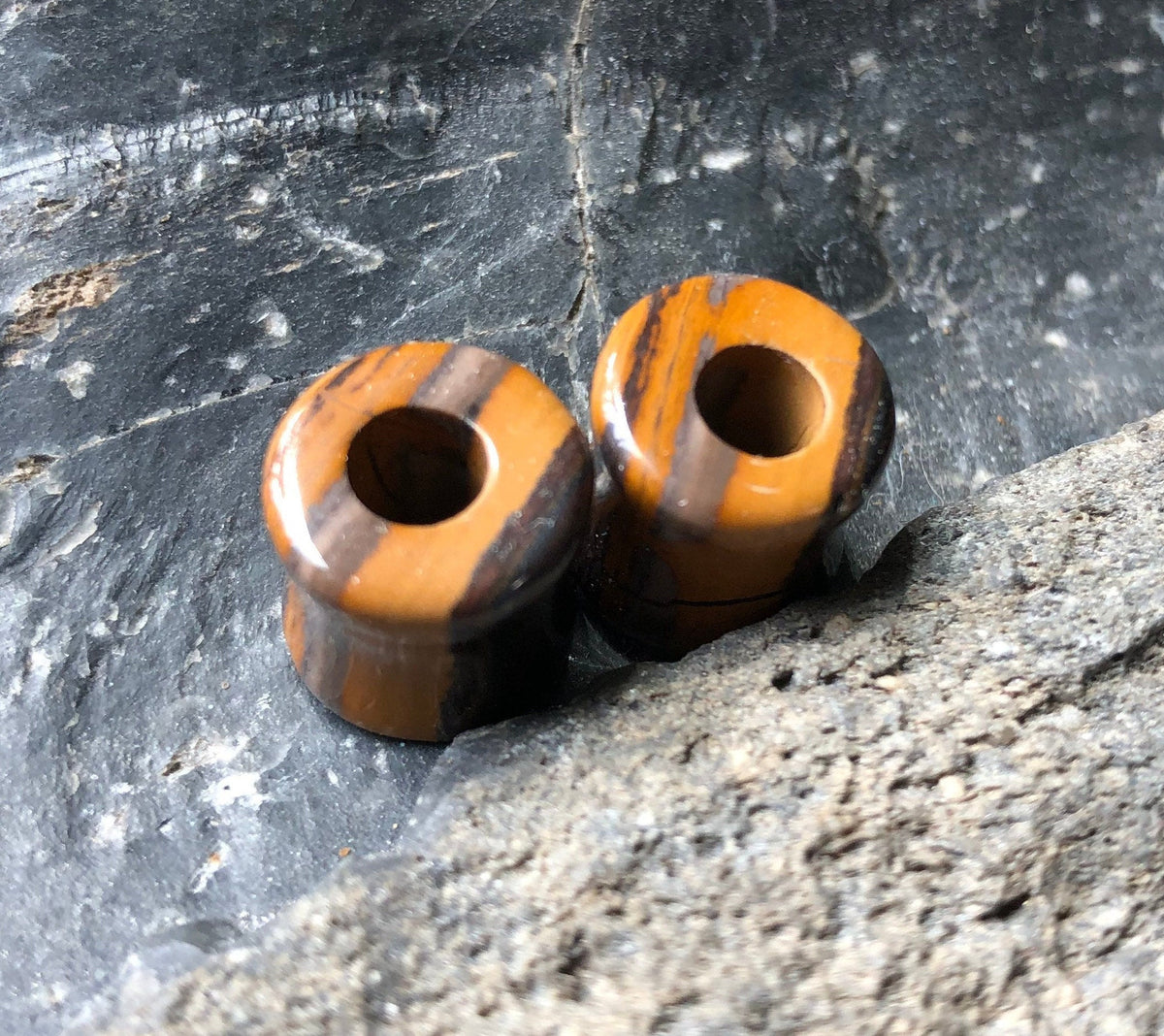 OOAK Tiger Iron Stone Tunnels – 7/16" (11mm)