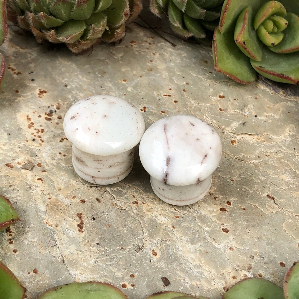 OOAK Pale Beige Stone Plugs – Gemstone Verification Needed