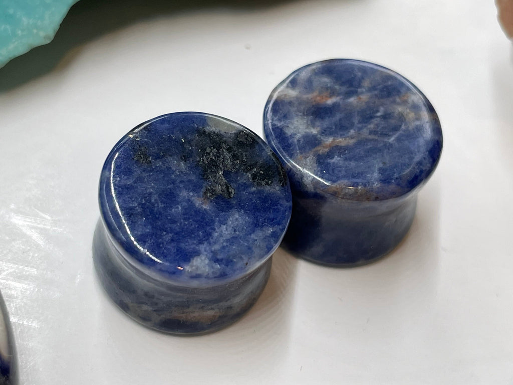 OOAK White-Inclusion Sodalite Plugs – 9/16" (14mm)