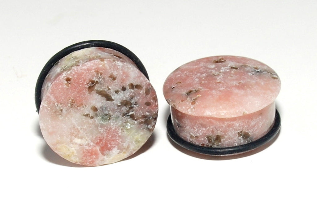 Pink Chinese Jasper Plugs – Single Flared Stone Gauges