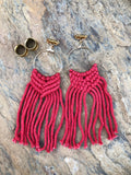 Red Macramé Magnetic Clasp Gauged Earrings