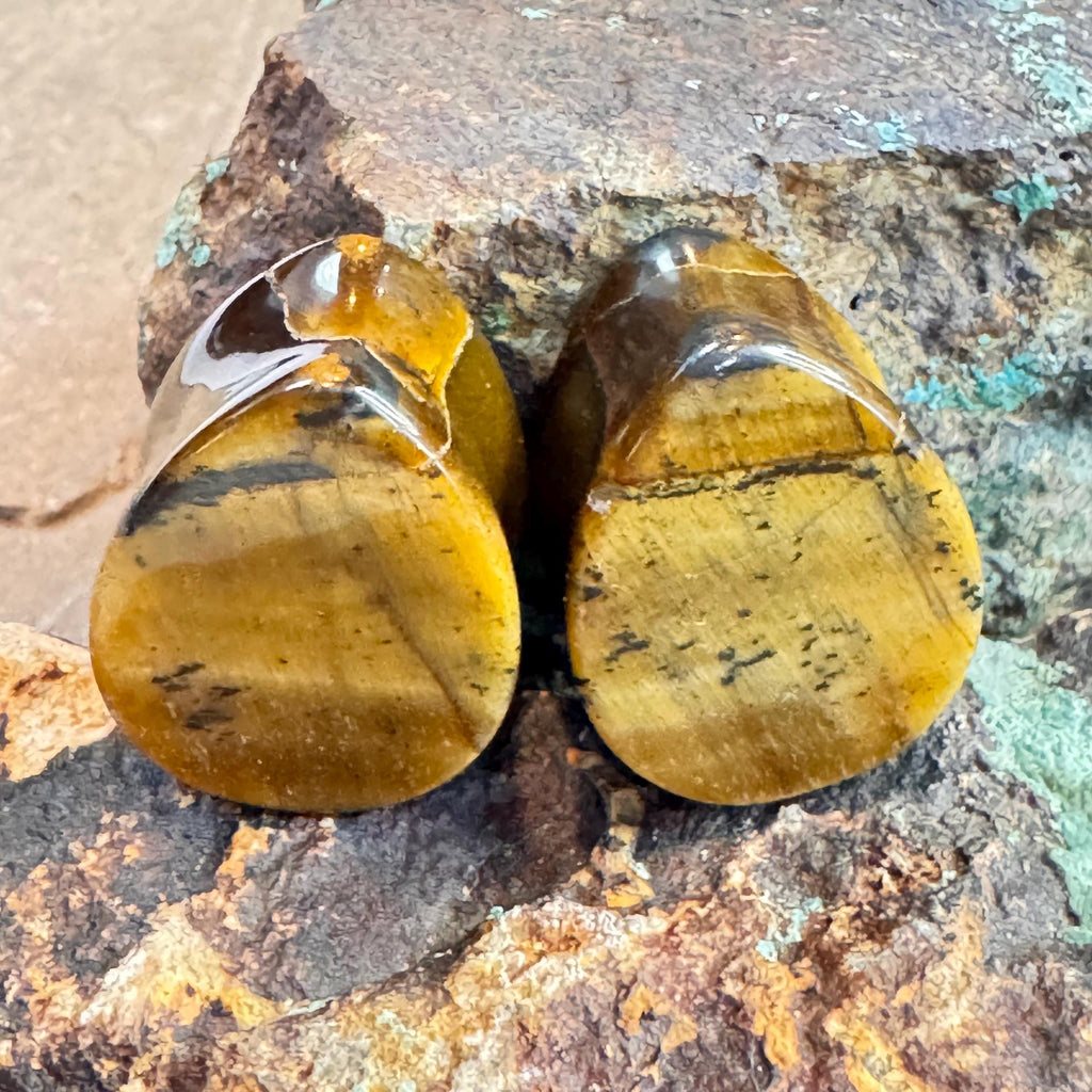 OOAK Brown Tiger’s Eye Teardrop Plugs – 3/4" (19mm)