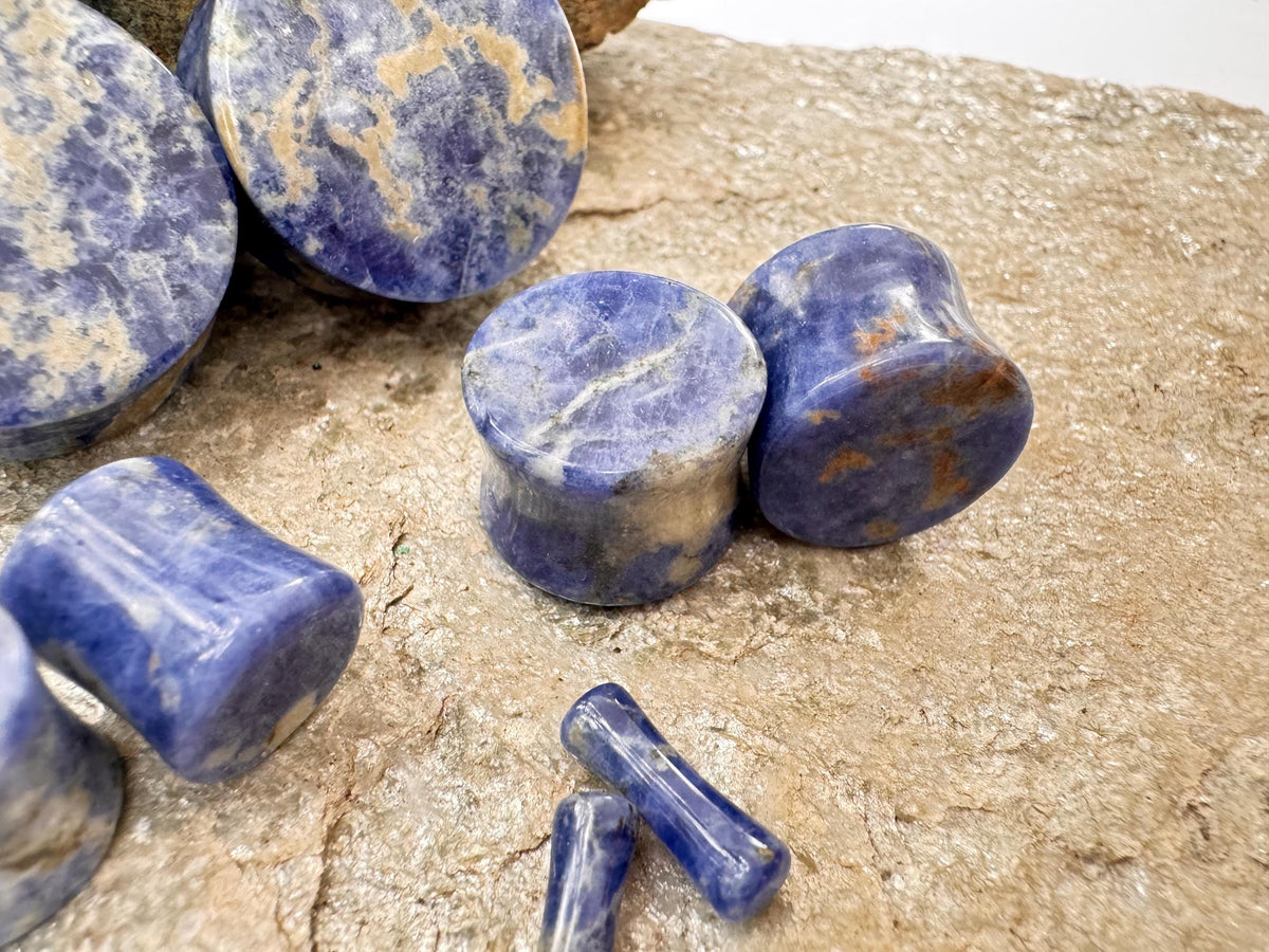 Blue Sodalite Plugs – Double Flared Stone Ear Gauges