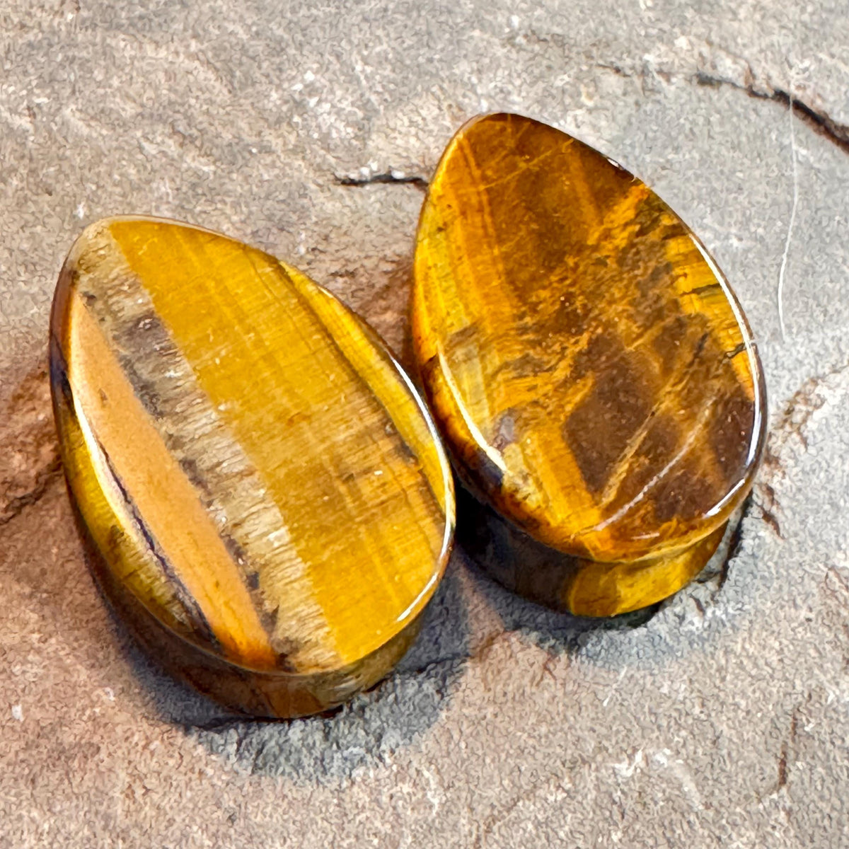 OOAK Brown Tiger’s Eye Teardrop Plugs – 7/8" (22mm)