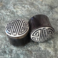 Chinese Shou Horn Plugs – Bone Inlay Ear Gauges