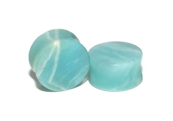 Blue Amazonite Plugs – Double Flared Stone Ear Gauges