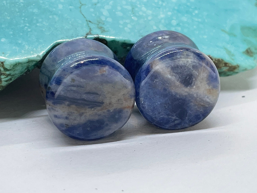 OOAK Sodalite Stone Plugs – 9/16" (14mm)