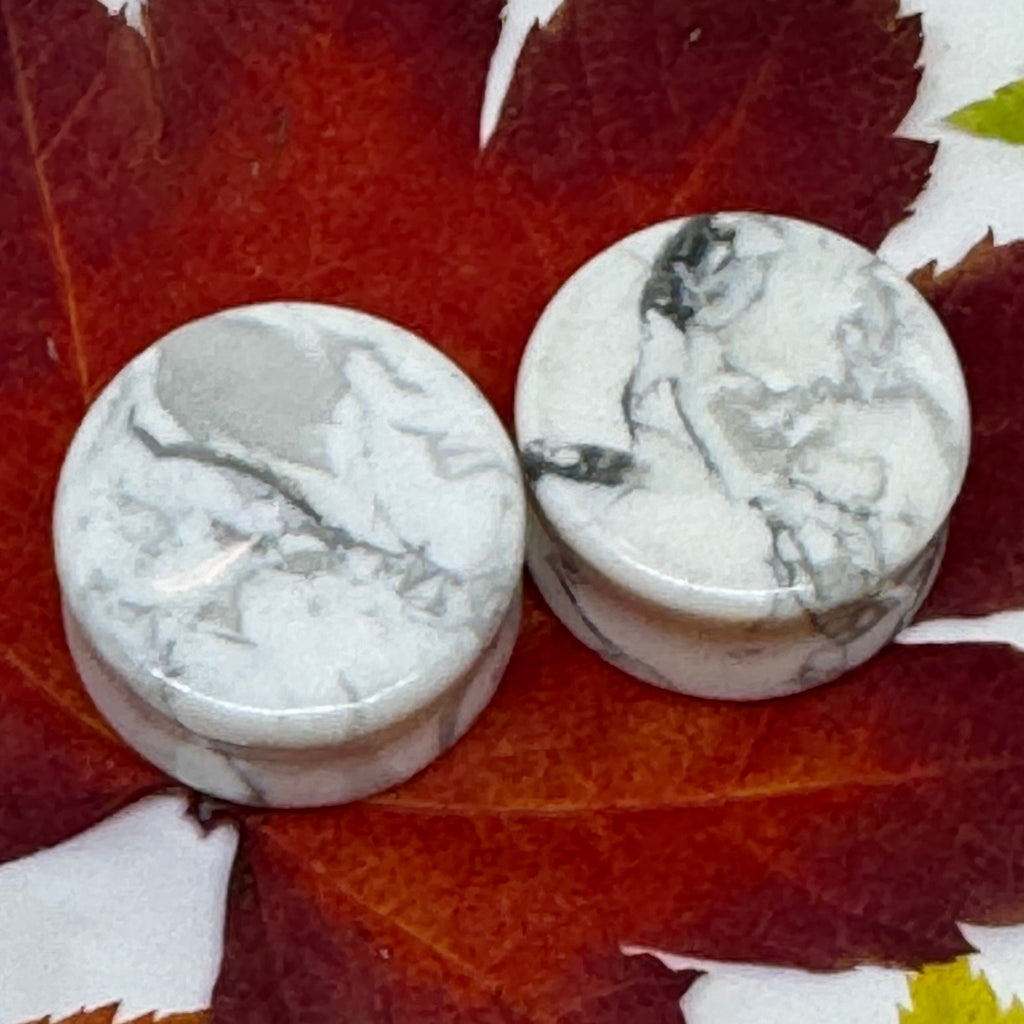 OOAK Howlite Stone Plugs – 1" (25mm)