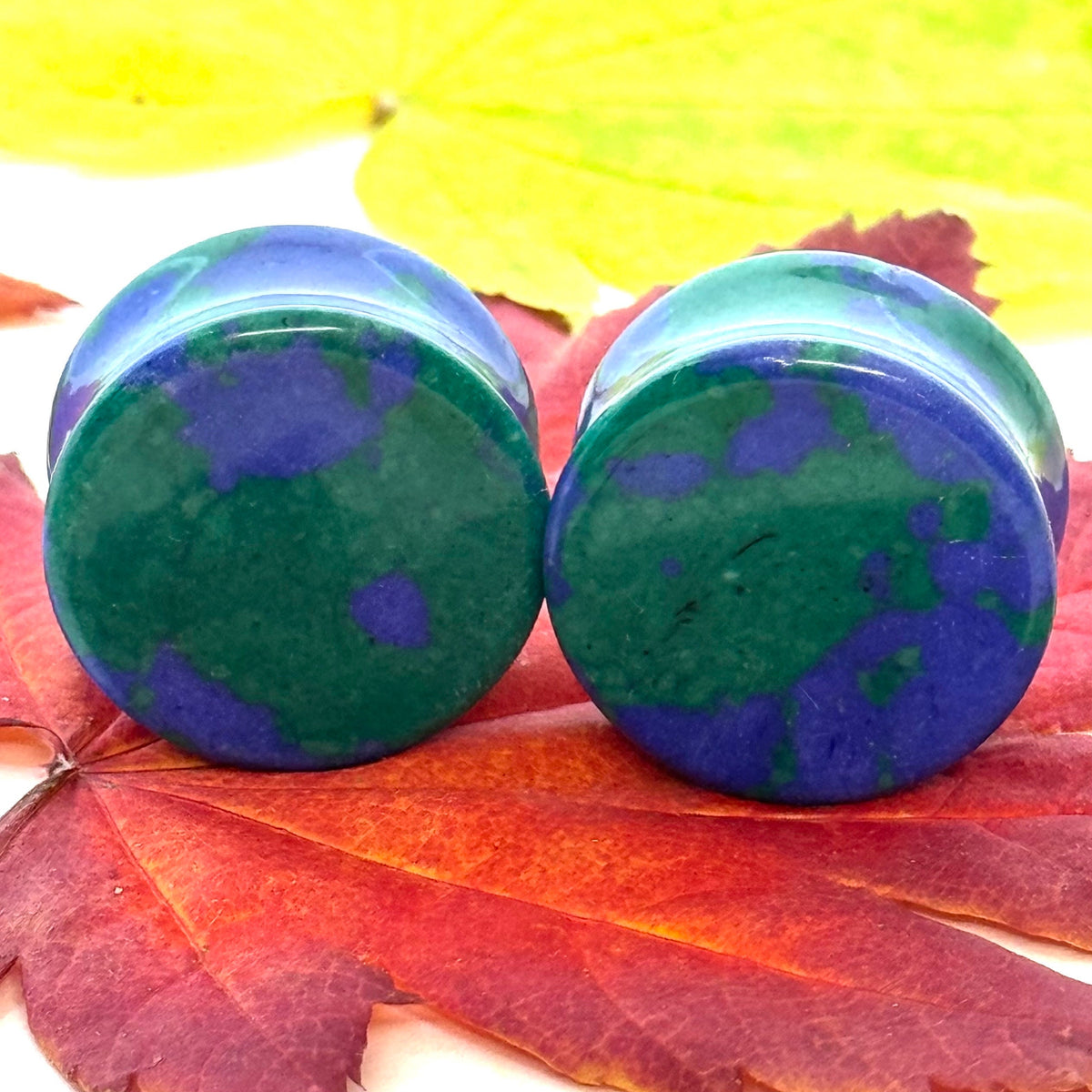 OOAK Azurite Stone Plugs – 7/8" (22mm)