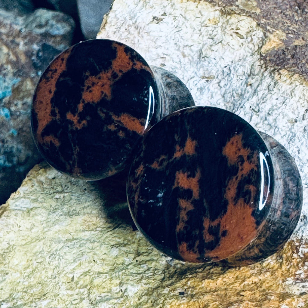 OOAK Mahogany Stone Plugs – 1/2" (13mm)