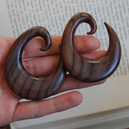 Classic Natural Wood Thick Hoop Earrings