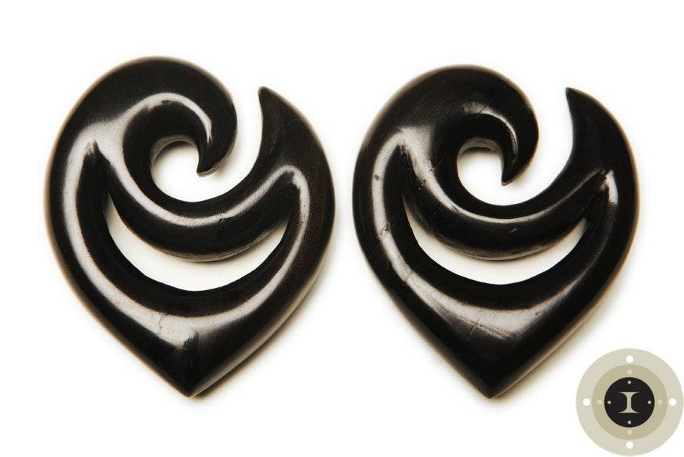 Limited Edition Carved Ebony Wood Gauged Earrings