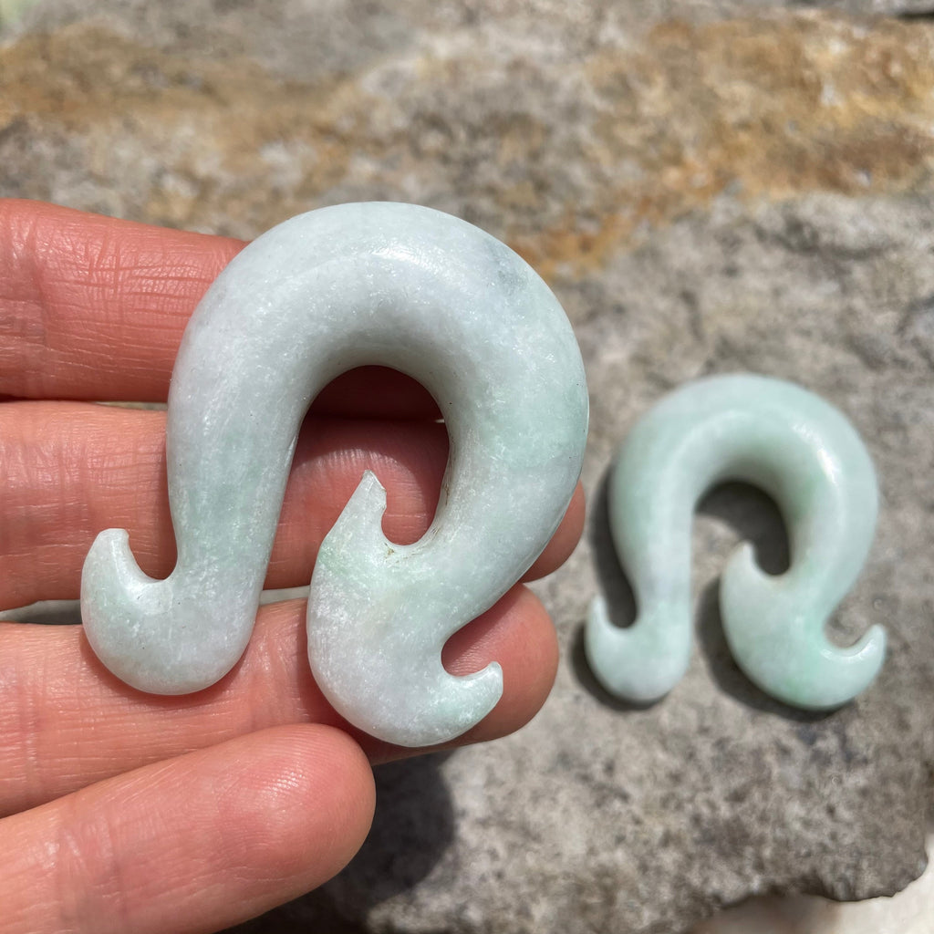 OOAK Jadeite Wave Hook Earrings – 1/2" (13mm)
