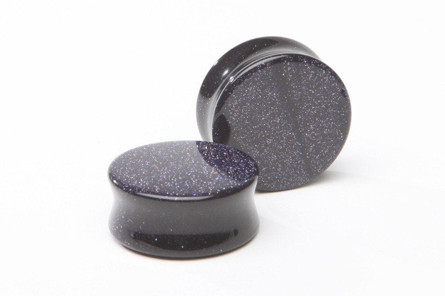 Blue Goldstone Glass Plugs – Double Flared Ear Gauges