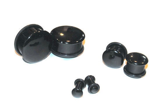 Black Onyx Single Flared Stone Plugs – Ear Gauges