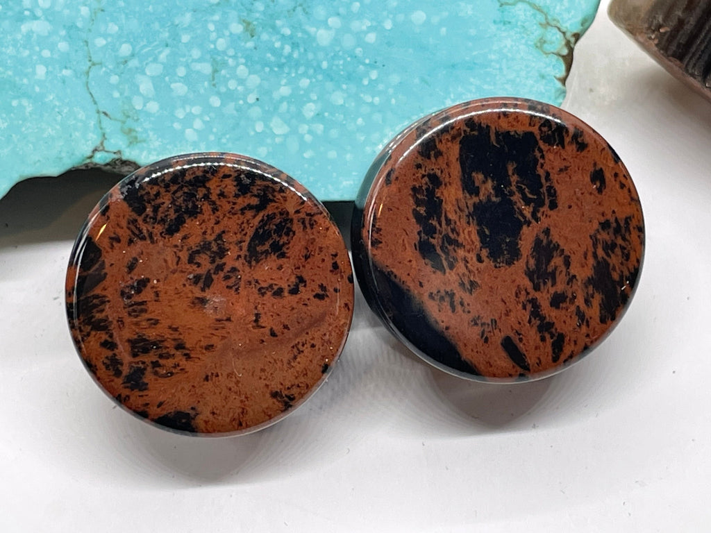 OOAK Mahogany Stone Plugs – 7/8" (22mm)