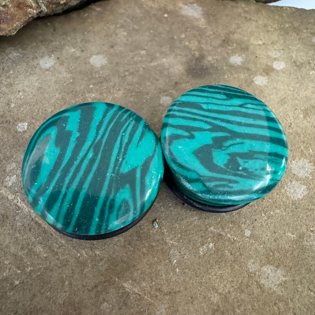 OOAK Malachite Stone Plugs – 7/8" (22mm)