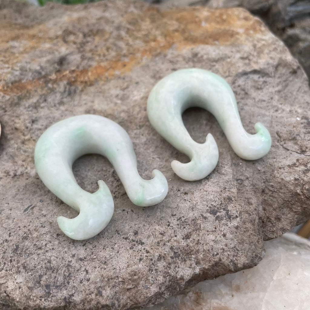 OOAK Jadeite Wave Hook Earrings – 9/16" (14mm)