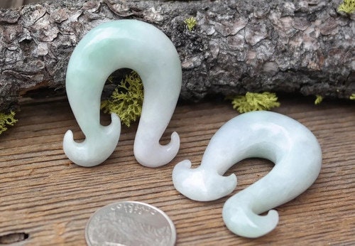 OOAK Jadeite Wave Hooks – 1/2" (13mm)
