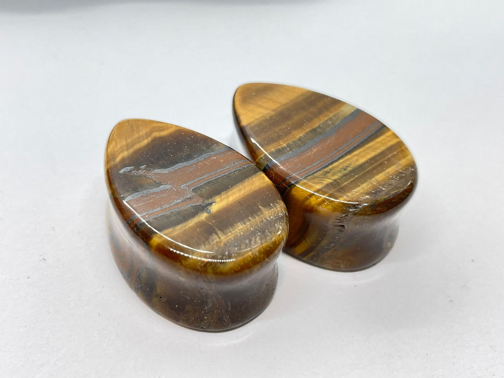 OOAK Tiger Iron Teardrop Plugs – 7/8" (22mm)
