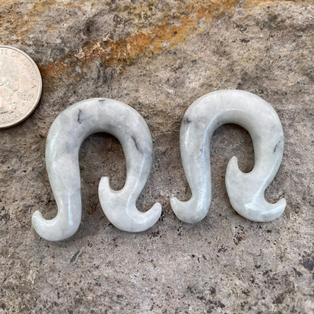 OOAK Jadeite Wave Hook Earrings – 00g (9.5mm)