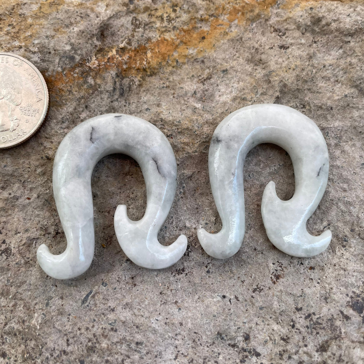 OOAK Jadeite Wave Hook Earrings – 00g (9.5mm)
